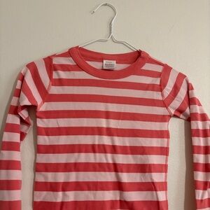 Hanna Andersson Girls Pink Striped Pajama PJ Top Size 8